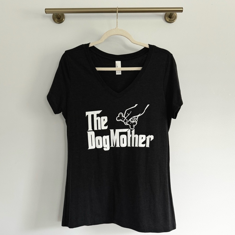 The Dog Mother Charcoal V-neck Soft Cozy Tee Shirt